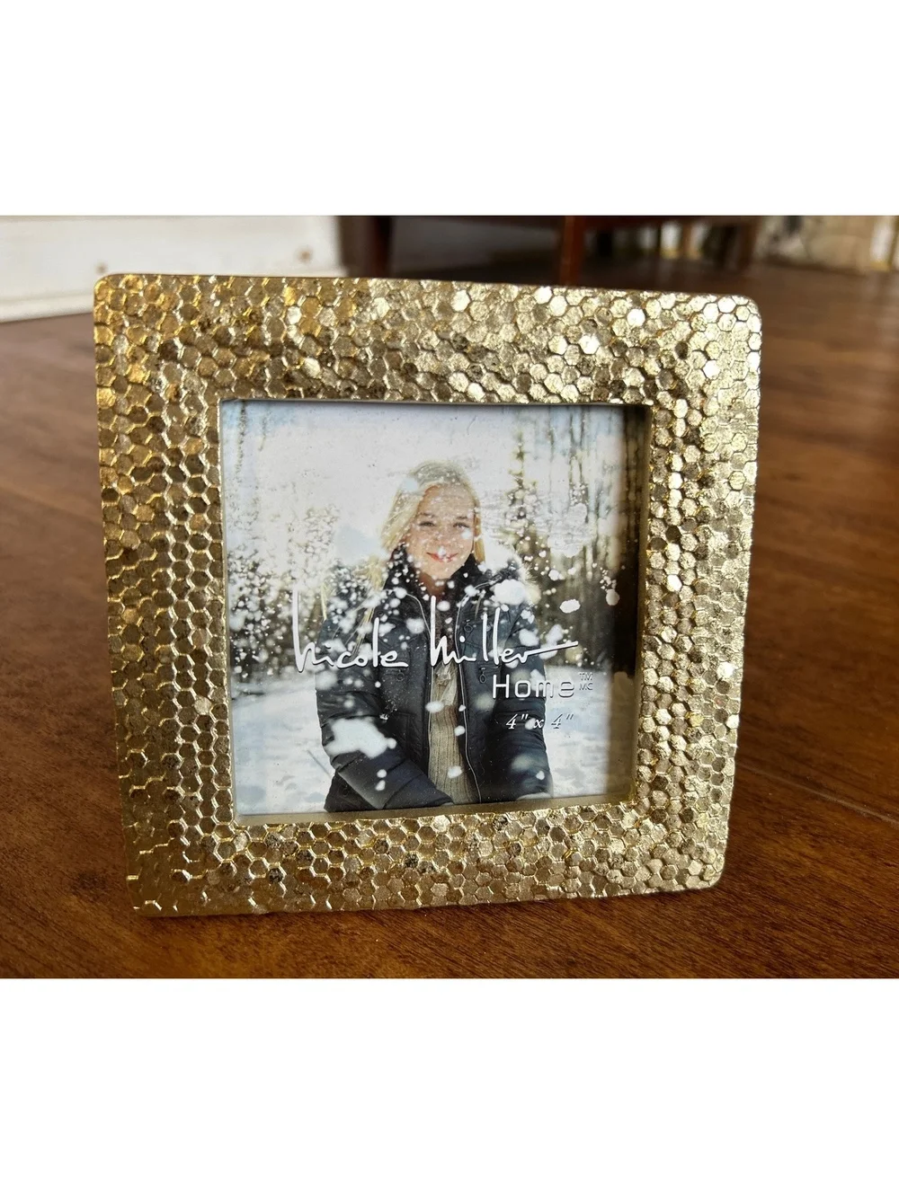 Nicole Miller Home Gold Textured 4x4 Inch Photo Frame